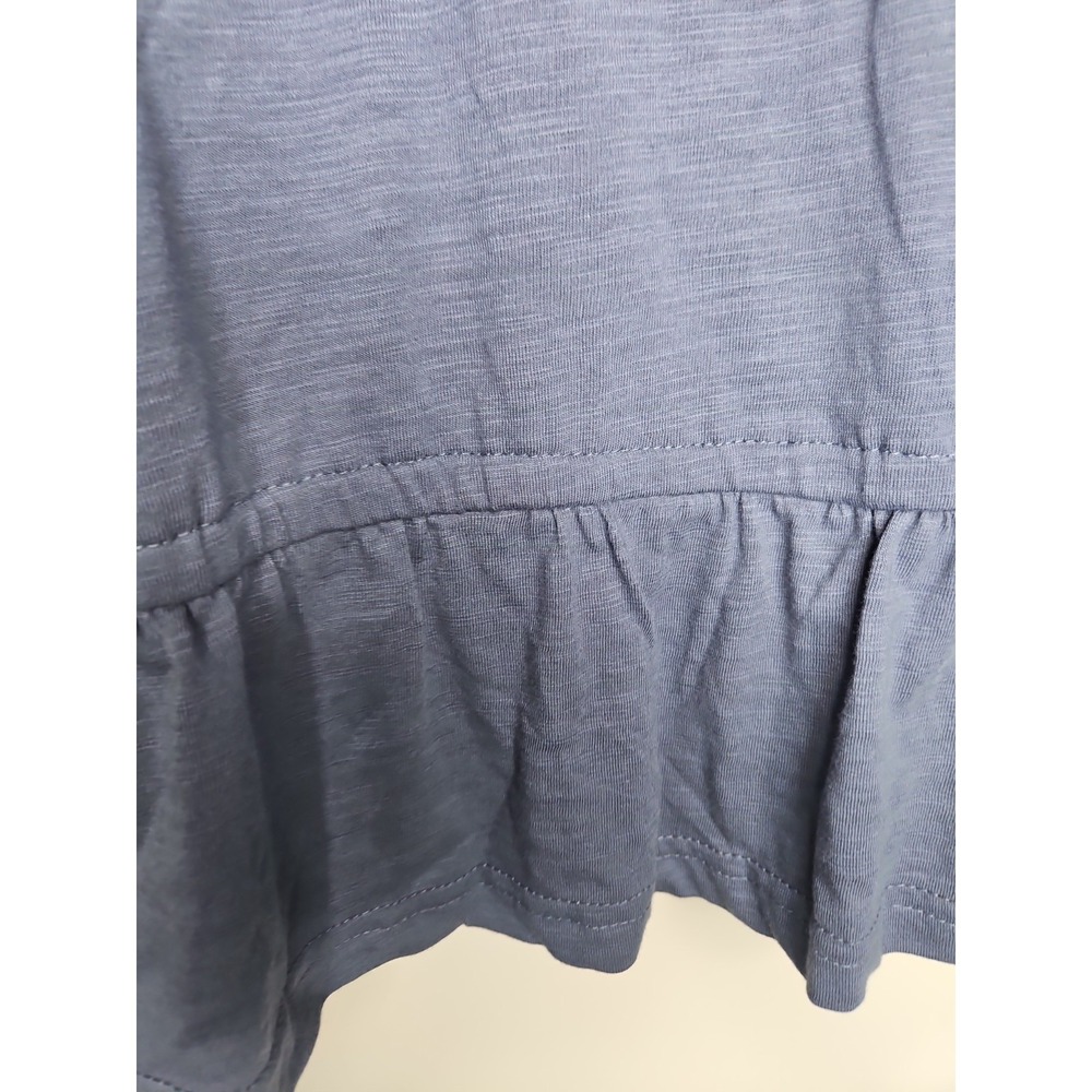 Jane + Delancey Blouse XL Blue Gray Puff Sleeve Smocked Cotton Coastal Boho Chic - Picture 11 of 14